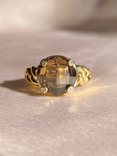 Load image into Gallery viewer, Vintage 9k Smokey Quartz Diamond Checker Ring