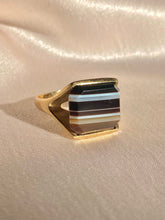 Load image into Gallery viewer, Vintage 9k Brown Striped Agate Split Ring 1992