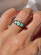 Load image into Gallery viewer, Vintage 9k Opal Diamond Cabochon Boat Ring 1987