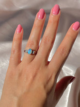 Load image into Gallery viewer, Vintage 9k White Gold Opal Diamond Ring 1983