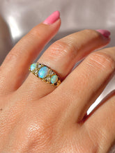 Load image into Gallery viewer, Antique 18k Opal Diamond Cabochon Boat Ring