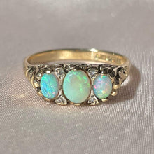 Load image into Gallery viewer, Vintage 9k Opal Diamond Cabochon Boat Ring 1987