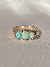 Load image into Gallery viewer, Vintage 9k Opal Diamond Cabochon Boat Ring 1987
