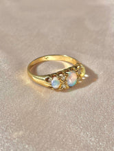 Load image into Gallery viewer, Antique 18k Opal Diamond Cabochon Boat Ring