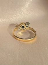 Load image into Gallery viewer, Vintage 9k Sapphire Diamond Swirl Ring 1977