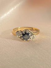 Load image into Gallery viewer, Vintage 9k Sapphire Diamond Swirl Ring 1977