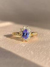 Load image into Gallery viewer, Vintage 14k Tanzanite Diamond Flower Engagement Ring