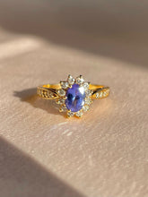 Load image into Gallery viewer, Vintage 14k Tanzanite Diamond Flower Engagement Ring