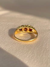 Load image into Gallery viewer, Vintage 9k Garnet Diamond Boat Ring 1963