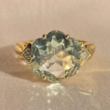 Load image into Gallery viewer, Vintage 10k Green Amethyst Diamond Floral Ring