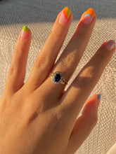 Load image into Gallery viewer, Vintage 9k Sapphire Diamond Halo Ring 1988