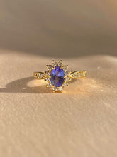 Load image into Gallery viewer, Vintage 14k Tanzanite Diamond Flower Engagement Ring