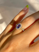 Load image into Gallery viewer, Vintage 14k Tanzanite Diamond Flower Engagement Ring