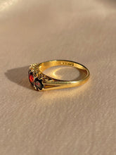Load image into Gallery viewer, Vintage 9k Garnet Diamond Boat Ring 1963