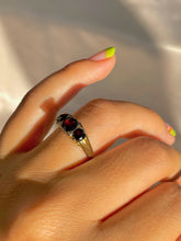 Load image into Gallery viewer, Vintage 9k Garnet Diamond Boat Ring 1963