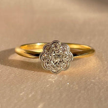 Load image into Gallery viewer, Vintage 18k Diamond Bezel Flower Cluster Ring