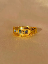Load image into Gallery viewer, Antique 18k Sapphire Diamond Scallop Gypsy Ring 1900