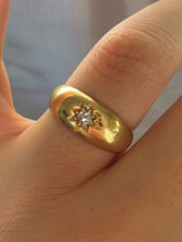 Load image into Gallery viewer, Antique 18k Diamond Solitaire Starburst Ring 1914