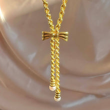 Load image into Gallery viewer, Vintage 14k Pearl Bow Rope Necklace