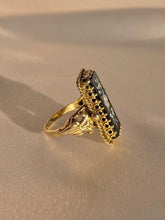 Load image into Gallery viewer, Antique 14k Onyx Enamel Floral Slab Ring