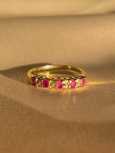 Load image into Gallery viewer, Vintage 9k Ruby Diamond Half Eternity Ring 1993
