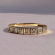 Load image into Gallery viewer, Vintage 9k Diamond Square Half Eternity Ring 1989