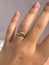 Load image into Gallery viewer, Antique 18k Sapphire Diamond Trilogy Gypsy Ring 1897