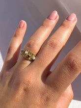 Load image into Gallery viewer, Vintage 9k Garnet Pearl Brutalist Ring 1967
