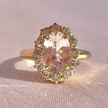 Load image into Gallery viewer, Antique + Vintage 14k Morganite Old Mine Diamond Halo Ring