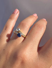 Load image into Gallery viewer, Antique 18k Diamond Sapphire Toi Et Moi Bypass Ring