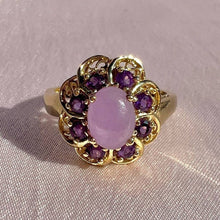 Load image into Gallery viewer, Vintage 9k Lavender Fluorite Amethyst Floral Cluster Ring