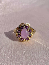 Load image into Gallery viewer, Vintage 9k Lavender Fluorite Amethyst Floral Cluster Ring