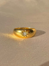 Load image into Gallery viewer, Antique 18k Diamond Solitaire Starburst Ring 1914