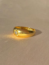 Load image into Gallery viewer, Antique 18k Diamond Solitaire Starburst Ring 1914