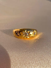 Load image into Gallery viewer, Antique 18k Diamond Starburst Trilogy Gypsy Ring 1918