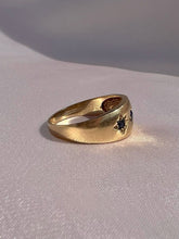 Load image into Gallery viewer, Vintage 9k Sapphire Trilogy Wide Gypsy Ring