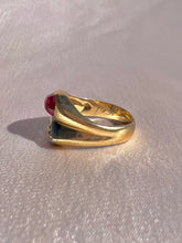 Load image into Gallery viewer, Vintage 14k Synth Ruby Diamond Ring 1951