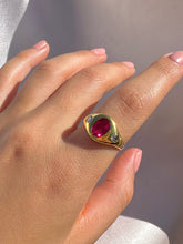 Load image into Gallery viewer, Antique 14k Synth Ruby Diamond Gypsy Ring