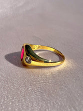 Load image into Gallery viewer, Antique 14k Synth Ruby Diamond Gypsy Ring