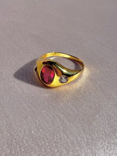 Load image into Gallery viewer, Antique 14k Synth Ruby Diamond Gypsy Ring