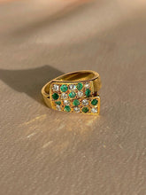 Load image into Gallery viewer, Vintage 18k Emerald Diamond Checkered Bypass Ring