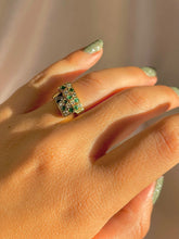 Load image into Gallery viewer, Vintage 18k Emerald Diamond Checkered Bypass Ring
