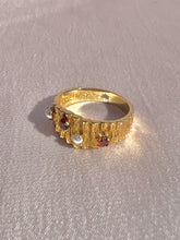 Load image into Gallery viewer, Vintage 9k Garnet Pearl Brutalist Ring 1967