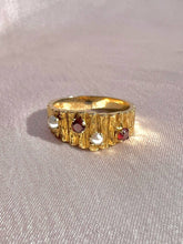 Load image into Gallery viewer, Vintage 9k Garnet Pearl Brutalist Ring 1967