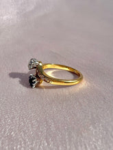Load image into Gallery viewer, Antique 18k Diamond Sapphire Toi Et Moi Bypass Ring