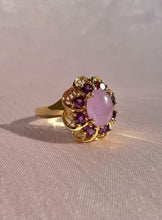 Load image into Gallery viewer, Vintage 9k Lavender Fluorite Amethyst Floral Cluster Ring