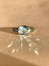 Load image into Gallery viewer, Vintage 9k Topaz Sapphire Oval Dress Ring