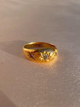 Load image into Gallery viewer, Antique 18k Diamond Starburst Trilogy Gypsy Ring 1918