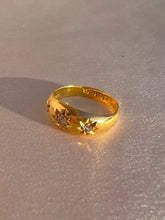 Load image into Gallery viewer, Antique 18k Diamond Starburst Trilogy Gypsy Ring 1918