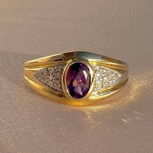 Load image into Gallery viewer, Contemporary 9k Amethyst Diamond Eye Ring